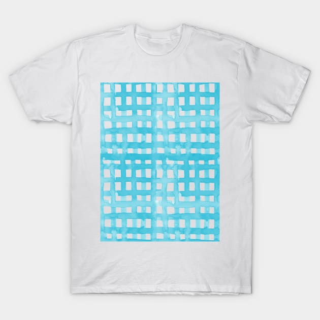 Watercolor grid - baby blue T-Shirt by wackapacka